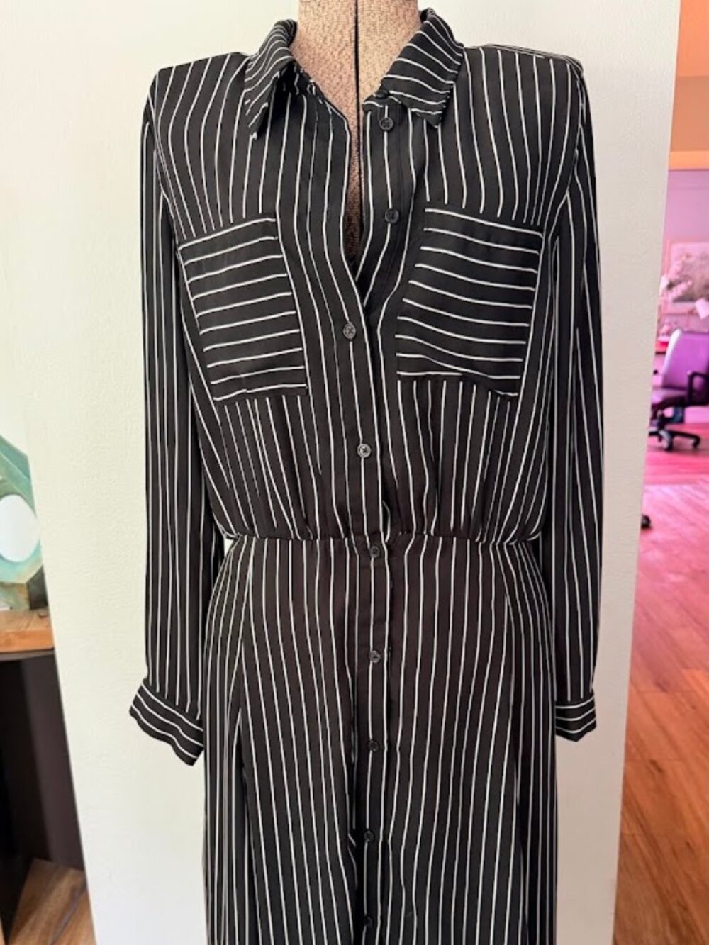 Who What Wear Striped Long-Sleeve Shirt Dress Size XL - Picture 2 of 8